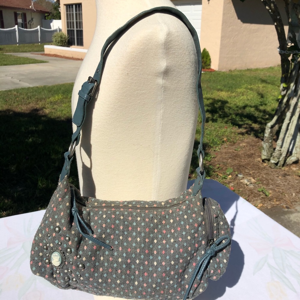EUC Gray Woolen Cameo Shoulder Purse